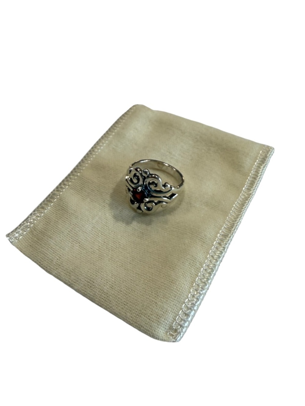 James Avery Sterling Silver Spanish Lace Birthstone Ring - Garnet - Size 6